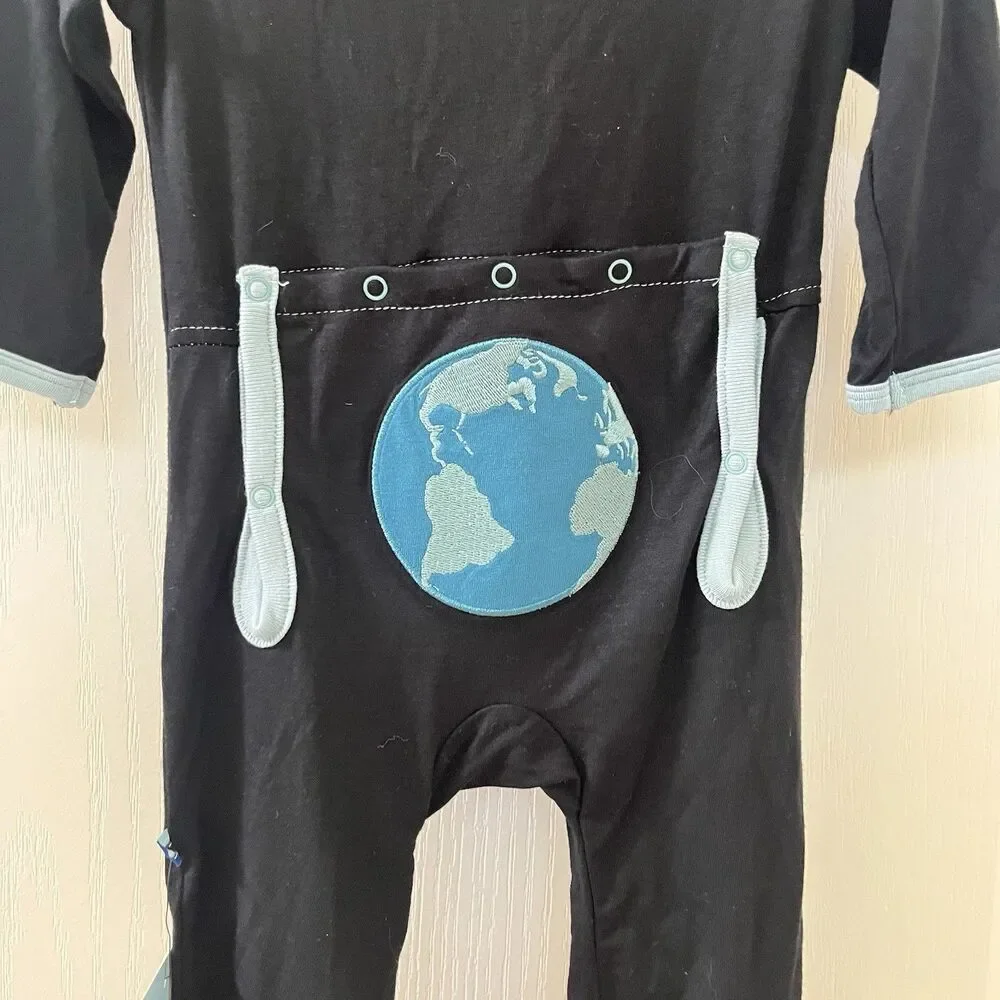 Kickee Pants Bamboo Midnight Earth Applique Coverall with Zipper 6-9 Months NWT